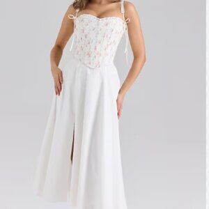 House of CB Clarabelle rose print cotton detachable corset midi sundress